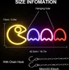 A neon sign depicting Pac-Man and ghosts, with size and hanging information. Voir les images du produit