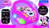 A marketing image for a Minnie Mouse themed CD player with Bluetooth and light effects, featuring the product and character graphics. Podgląd zdjęcia produktu
