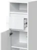 A close-up view of a white cabinet with a drawer partially open and a door ajar. Produktbild-Vorschau