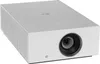 A white LG projector is shown from a diagonal front angle on a white background. Voir les images du produit