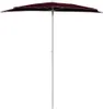 vidaXL Polovičný slnečník so stožiarom 180x90 cm Bordeaux Náhľad obrázku produktu 3