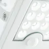 A close-up view of a white outdoor wall light with multiple LED bulbs and a motion sensor. Produktbild-Vorschau