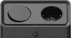 A close-up view of a black electrical socket with a switch and a single socket outlet. Produktbild-Vorschau