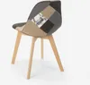 Patchwork chaise en bois et tissu pour cuisine bar Voir les images du produit 3