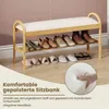 COSTWAY Ławka na buty z siedziskiem, ławka bambusowa, ławka Podgląd zdjęcia produktu 6