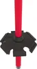 A close-up view of the lower portion of a red ski pole with a black basket. Náhled obrázku produktu