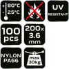 NEO TOOLS Nylonové stahovací pásky černé sada 100 kusů 200 Náhled obrázku produktu 2