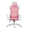 A pink and white gaming chair is shown from the front against a white background. Produktbild-Vorschau