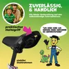 A marketing image for a children's balance bike, highlighting features with text and illustrations. Produktbild-Vorschau