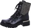 A single black boot with a patterned cuff and a thick sole, isolated on a white background. Voir les images du produit