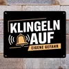 KLINGELN AUF EIGENE GEFAHR Metallschild XL in 21x28 cm mit Produktbild-Vorschau 2