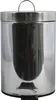 A shiny silver pedal bin with a black pedal and base. Produktbild-Vorschau