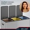 WELLGRO Treteimer 3x15L Silber – Edelstahl mit Softclose & Produktbild-Vorschau 2