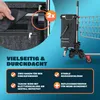 A shopping trolley with a bag attached, shown with close-up details and feature callouts. Produktbild-Vorschau
