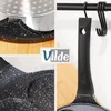 A collage of close-up shots of a frying pan, showing its texture, handle, and base, with a logo overlay. Anteprima dell’immagine prodotto