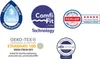 A collage of various certification and technology logos. Produktbild-Vorschau