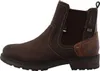 A side view of a brown leather boot. Voir les images du produit