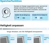 An instructional graphic explaining the memory function of a mirror's lighting. Produktbild-Vorschau