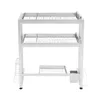 A white, two-tiered dish drying rack with a silver metal frame and wire racks, shown against a white background. Podgląd zdjęcia produktu