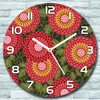 Wanduhr aus Glas Rund fi 30 Blumen rot und grün Quarz Deko Produktbild-Vorschau 1