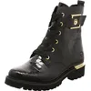 A black, croc-embossed lace-up boot with gold accents. Produktbild-Vorschau