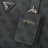 A close-up view of a black Guess handbag with a repeating logo pattern. Produktbild-Vorschau