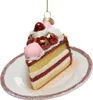 Christbaumschmuck Glas Torte auf Teller 12,5cm weiß / rot Produktbild-Vorschau 1