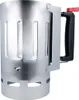 A stainless steel charcoal chimney starter with a black and red handle, shown against a white background. Produktbild-Vorschau