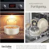 A collage showing a cooking pot in an oven, a dishwasher rack with pots and pans, and marketing text. Produktbild-Vorschau