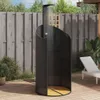An outdoor shower on a wooden deck, surrounded by a wooden fence and greenery. Anteprima dell’immagine prodotto