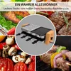A collage of food and a raclette grill, showcasing different ways to use the product. Produktbild-Vorschau