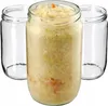Three glass jars, one filled with sauerkraut, are arranged on a white background. Podgląd zdjęcia produktu