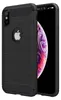 A black phone case with a carbon fiber texture is shown on a black background. The Apple logo is visible on the case. Produktbild-Vorschau