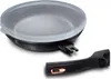 A frying pan with a lid and a detachable handle, presented on a white background. Anteprima dell’immagine prodotto