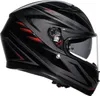 A black motorcycle helmet with red and gray accents, shown from the side. Podgląd zdjęcia produktu