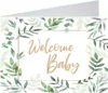 A greeting card with a floral border and the text 'Welcome Baby'. Produktbild-Vorschau