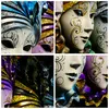 Wanduhr - Quadrat - Glasuhr - Abstrakt Maske Feder Festival Produktbild-Vorschau 8