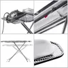 A collage of four images showing different views and details of a folding ironing board. Produktbild-Vorschau