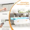 A collage of images showcasing a white coffee table with LED lighting, highlighting its features and ease of cleaning. Podgląd zdjęcia produktu