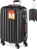 A black carry-on suitcase with an orange luggage tag is shown on a white background. A smaller, identical suitcase is visible in the background. Anteprima dell’immagine prodotto