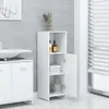 A white bathroom cabinet with open doors, displaying shelves with towels and toiletries. Podgląd zdjęcia produktu