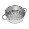 A stainless steel steamer insert with handles, shown from a top-down perspective against a white background. Voir les images du produit