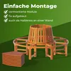 A wooden circular bench designed to surround a tree, with a stack of seating planks in the foreground. Produktbild-Vorschau