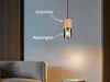 Kleine moderne Pendelleuchte 1-flammig mit Holz & Rauchglas Produktbild-Vorschau 3