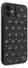 A black iPhone case with a silver star pattern and a silver Mercedes-Benz logo on the bottom right. Produktbild-Vorschau
