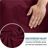 (Červená) Square Stool Cover Stretch Ottoman Cover Plush, Náhled obrázku produktu 5
