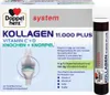 Product packaging for Doppelherz Kollagen 11.000 Plus system ampoules, showing the box and one ampoule. Podgląd zdjęcia produktu
