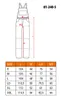 A diagram of overalls with a size chart. Anteprima dell’immagine prodotto