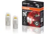 A product box and two LED bulbs are displayed against a white background. Produktbild-Vorschau