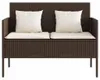 vidaXL Záhradná lavica s vankúšmi Brown Poly Rattan Náhľad obrázku produktu 4